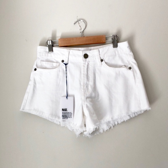 PAIGE White Denim Cutoff Shorts - Picture 2 of 8